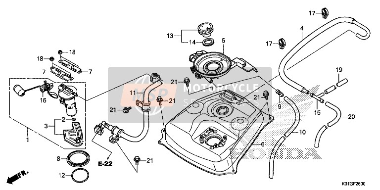 Honda SH125DS 2016 Depósito de combustible para un 2016 Honda SH125DS